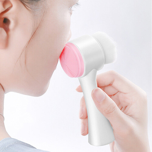 2Pcs 3D Double-sided Silicone Manual Massage Face Scrub Deep Face Brush 2