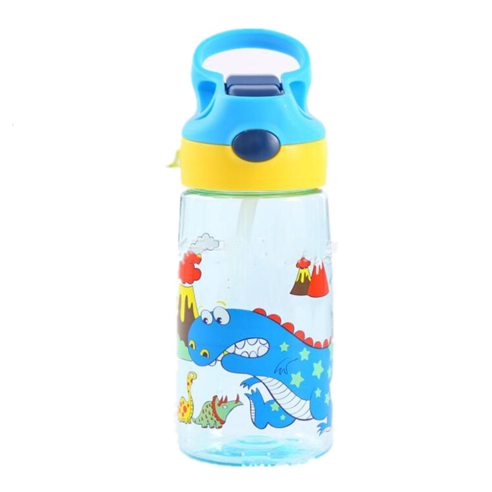 Children's Plastic Drinking Straw Cup Condick Drinking Cup Cartoon Kindergarten Drinking Cup Suction Bottle Blue