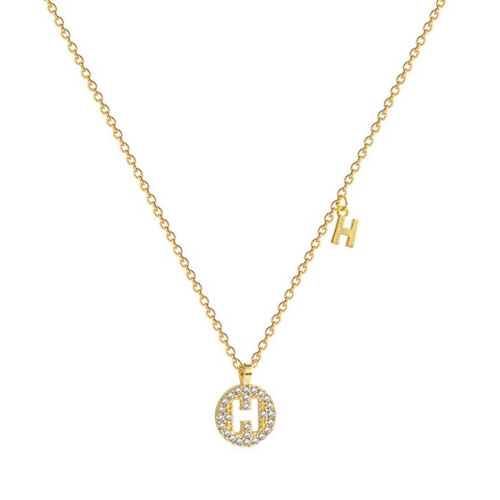 2Pcs H Letter Pendant Titanium Steel Necklace for Women with Light Luxury Collarbone Chain