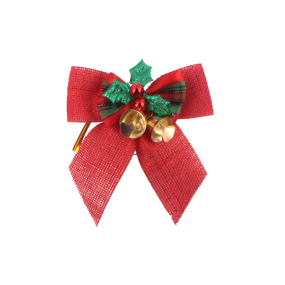 6 Pcs Christmas bow with bells Christmas tree decoration handmade Christmas bow-image-OPC-P8GFKN8-NEW