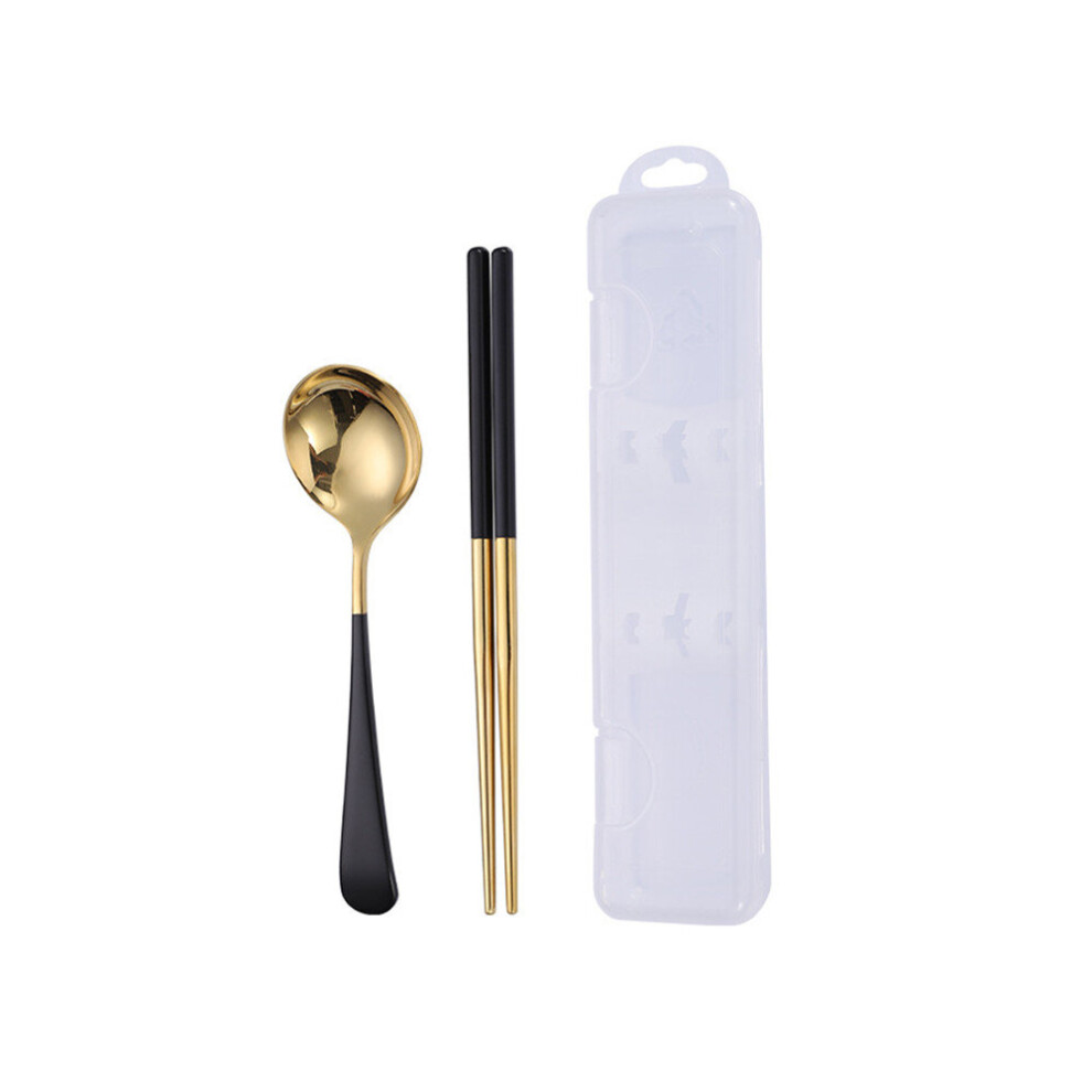 1Set Portable Travel Tableware Set 304 Stainless Steel Dinnerware With Box Kitchen Chopsticks Spoon Dinner Set For Kid School Cutlery