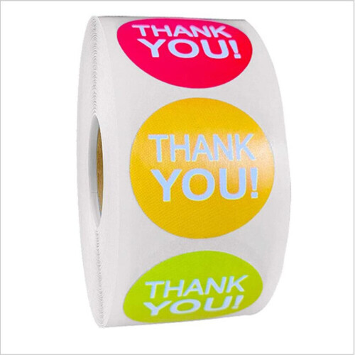 1 inch Round Thank You Label Sticker 500pcs/roll Color Envelope Gift ...