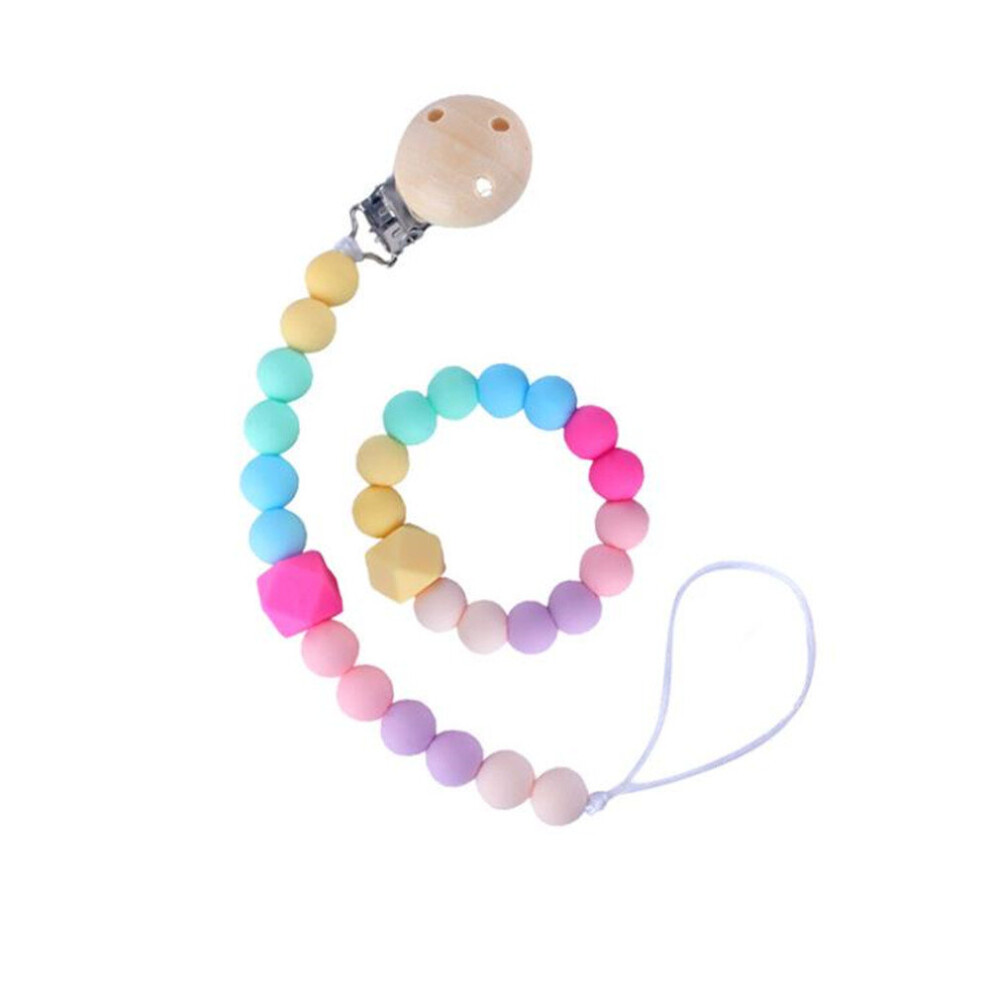 Baby pacifier clip baby soothing silicone molar bracelet pacifier chain teether set