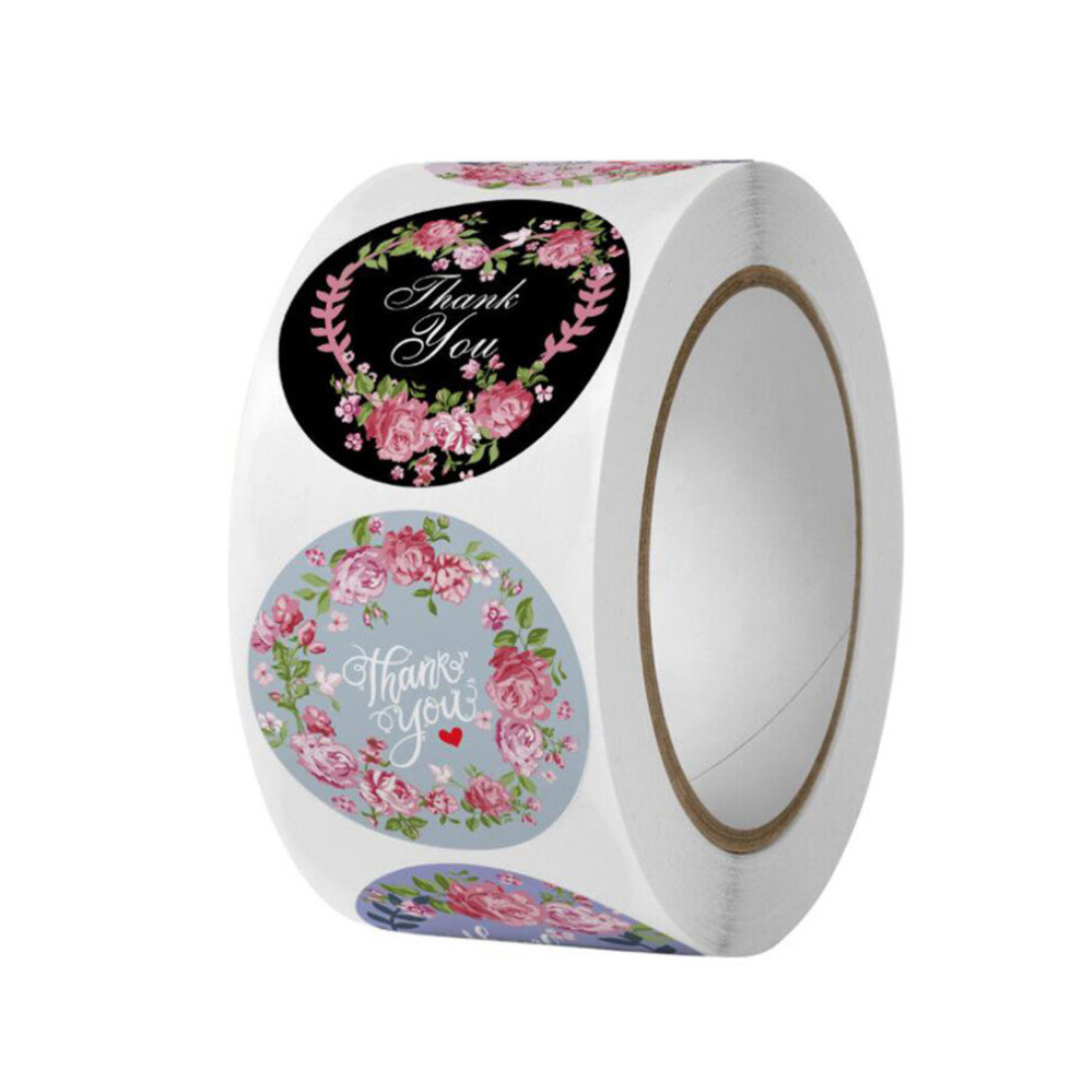 Thank You Stickers Envelope Sealing Labels 1-inch Flower Design for Hand Made Gifts Wedding Party Decor Decal Stationery Rolls