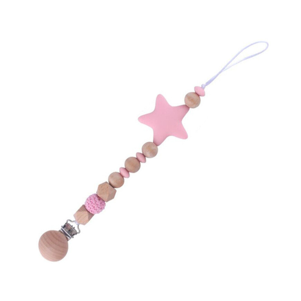 Baby pacifier clip, beech wood pacifier chain, baby teether