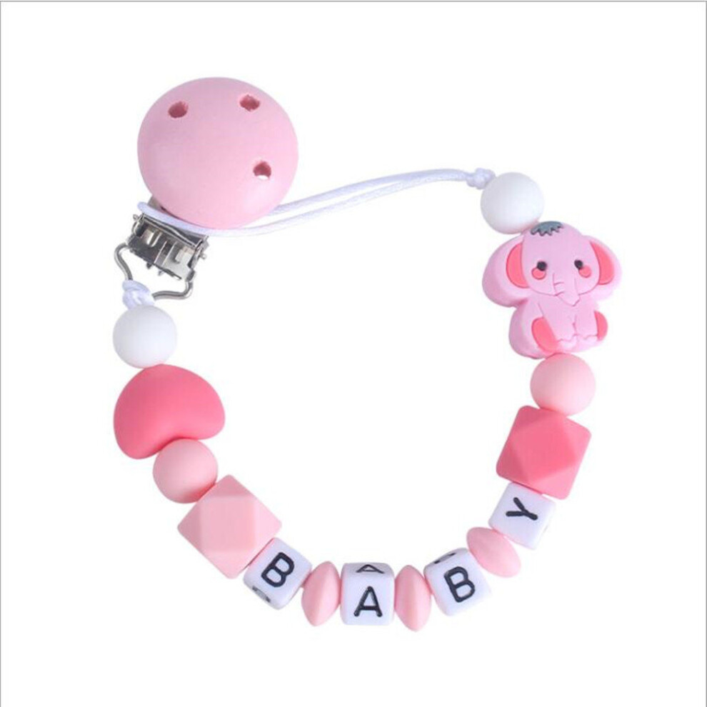 Baby plastic pacifier clip, baby soothing silicone beads, elephant teether molar pacifier chain, anti-drop chain
