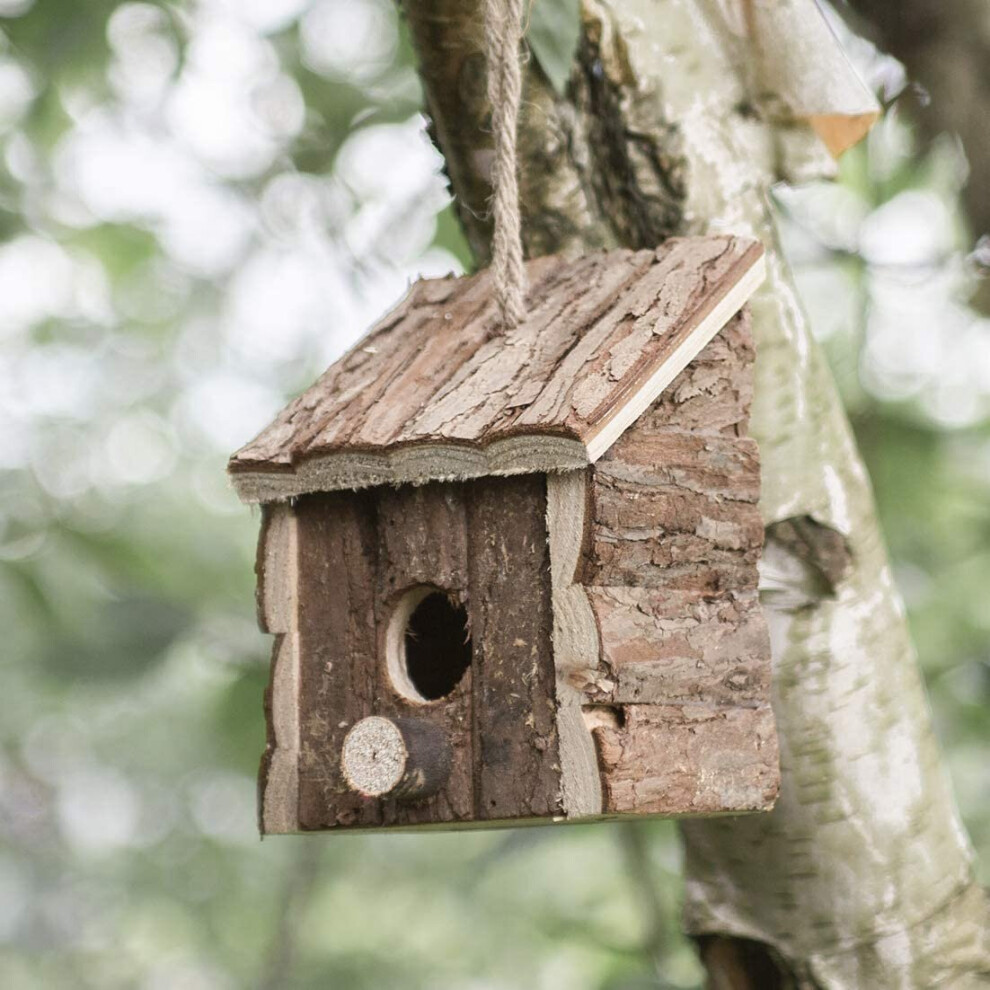 Wooden Hanging Bird House Hotel Natural Wood Wild Bird Nesting Box