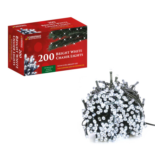 The Christmas Workshop 77470 200 Bright White LED Chaser Christmas Lights
