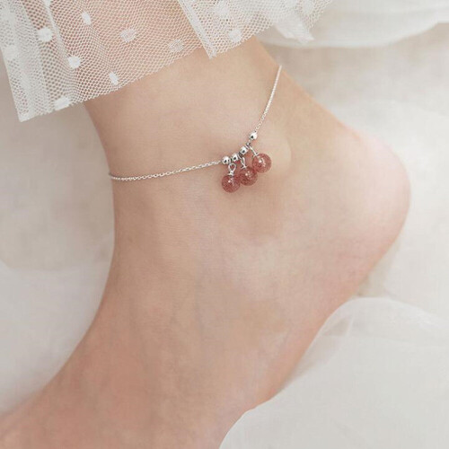 New Personality Simple Strawberry Crystal Anklet 2