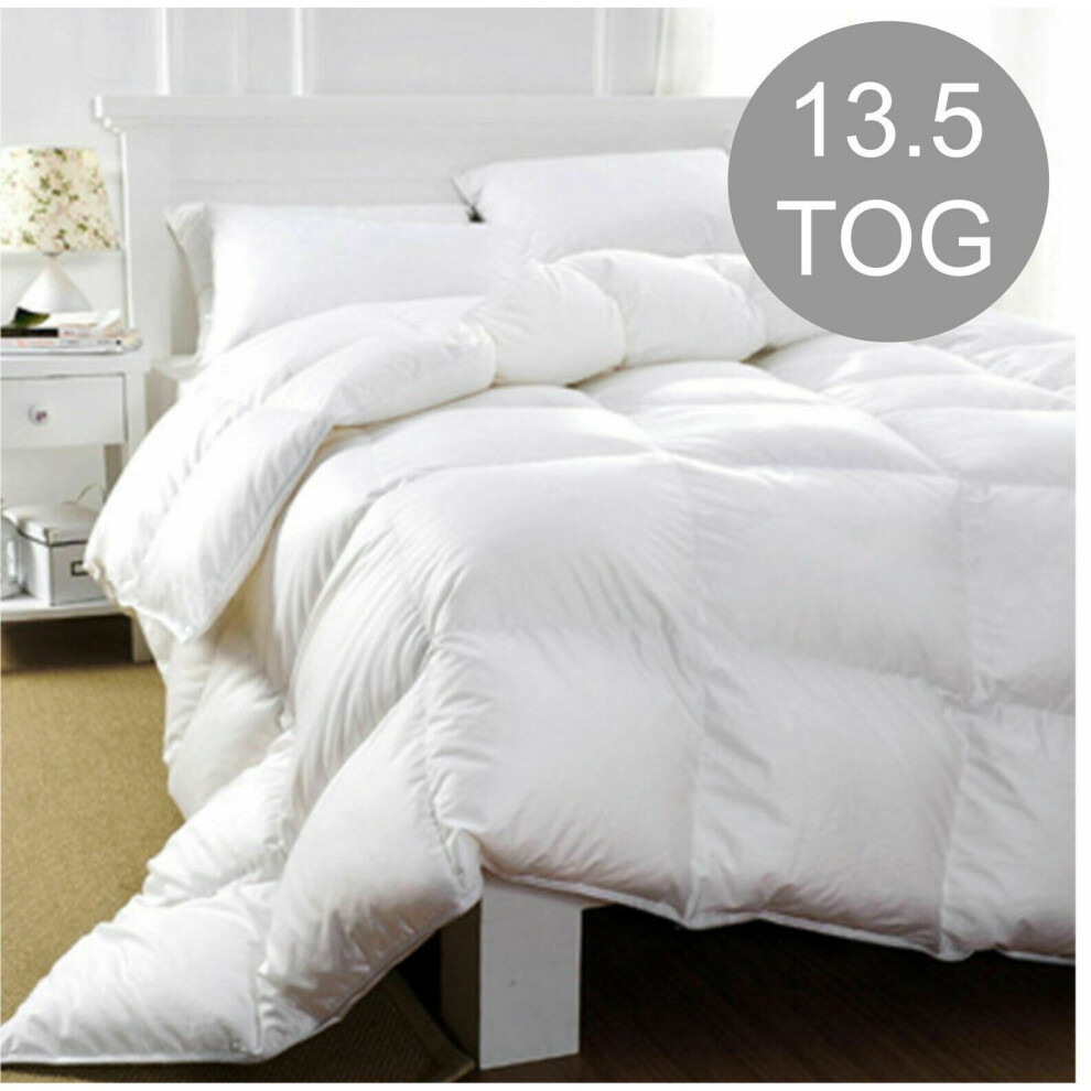 (Single) New Premium 13.5 Tog Duck Feather & Down Duvet -100% Cotton Anti Dust Mite & Down Proof Cover