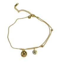 Double Bead Chain Hollow Smiling Face Anklet
