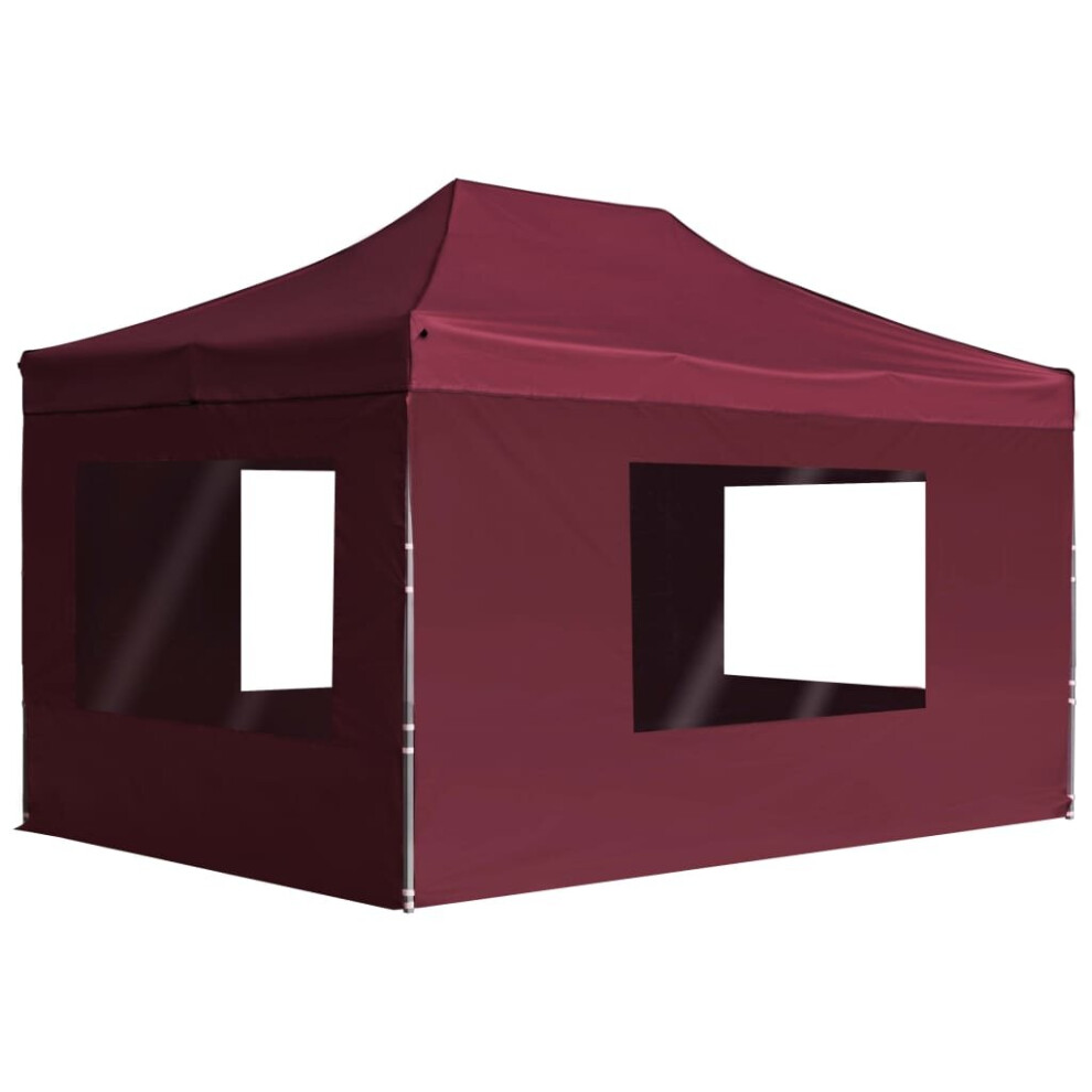 vidaXL Professional Folding Party Tent Walls Aluminium 4.5x3m Wine Red Canopy