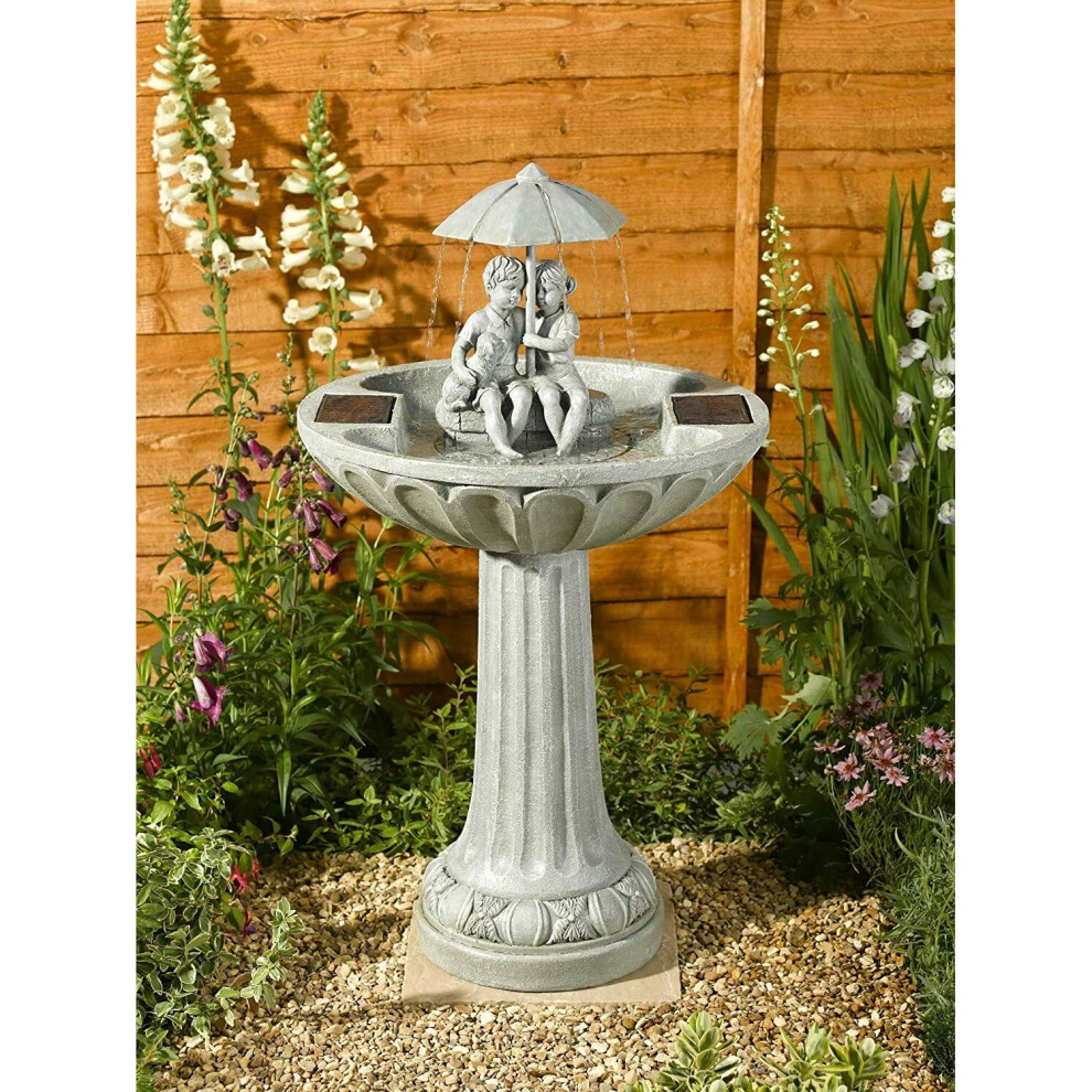 Umbrella Solar Garden Water Feature Ornamental Outdoor Fountain Decor