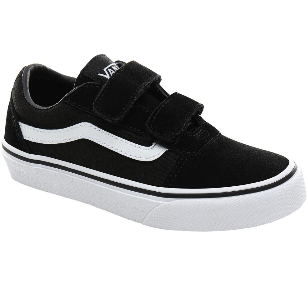 (13.5UK, Black) Vans Kids Boys Ward V Hook & Loop Suede Canvas Trainers Sneakers Shoes