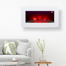 TruFlame LED Side Lit (7 colours) Wall Mounted Arched White Glass Electric Fire with Pebble Effect