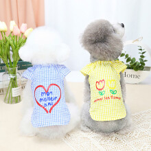 (Yellow, S) Dog Shirt Plain Printing Two-legged Polyester Puff Sleeve Pet Vest for Summer