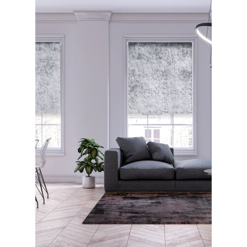 (Grey, 120 cm Width x 165 cm Drop) VELVET CRUSHED ROLLER BLIND