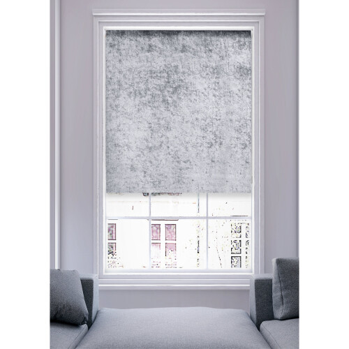 (Grey, 120 cm Width x 165 cm Drop) VELVET CRUSHED ROLLER BLIND 2