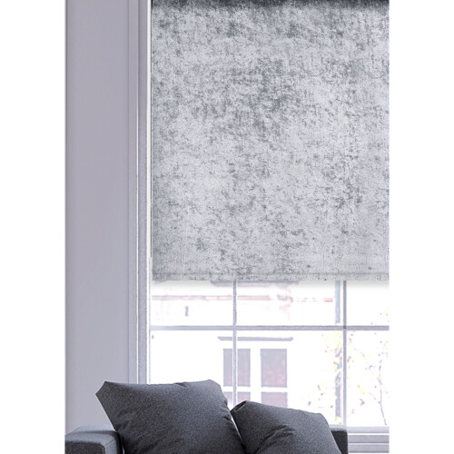 (Grey, 120 cm Width x 165 cm Drop) VELVET CRUSHED ROLLER BLIND 1