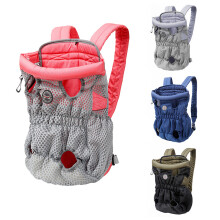 (Grey, M) Hands-Free Cat Travel Bag Legs Out Front Pet Carrier Backpack for Small Medium Large Dogs Walking Hiking Bike Motorcycle
