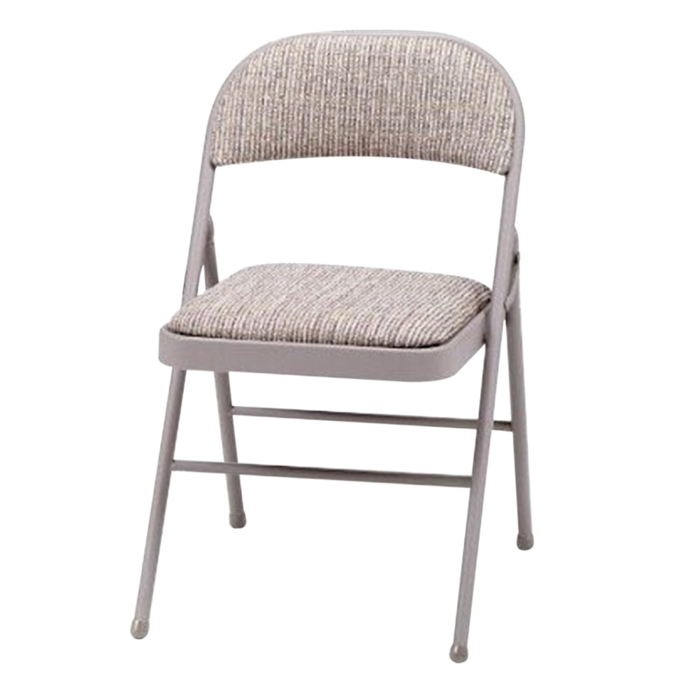 Grey Fabric Padded Brand New Deluxe Strong Steel Metal Frame Folding Chair