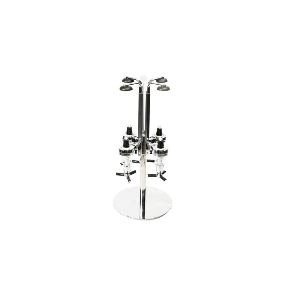Denny International 4-Bottle Rotary Drink Dispenser Stand – Heavy-Duty Wall-Mount Steel Bar Butler For Spirits & Wine, Fits Most Bottles