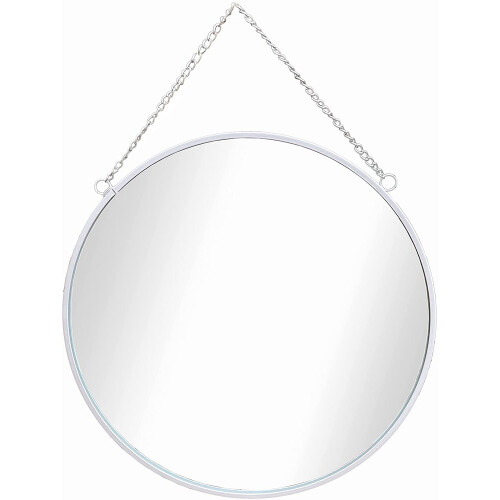 GreyZouq White Edged Round Wall Mirror 25cm 1