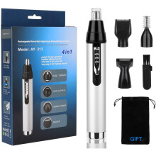 QKURT USB Nose Hair Trimmer, 4 in 1 Ear Nose Hair Trimmer Safely Painless Personal Trimmer Grooming Kit for Men and Women, Waterproof Beard