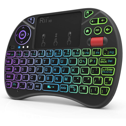 Mini Wireless Multi-media Keyboard Touch Pad Mouse Combo With Scroll Button Handheld Remote LED Backlit Rechargeable For PC Laptop Smart TV Raspberry