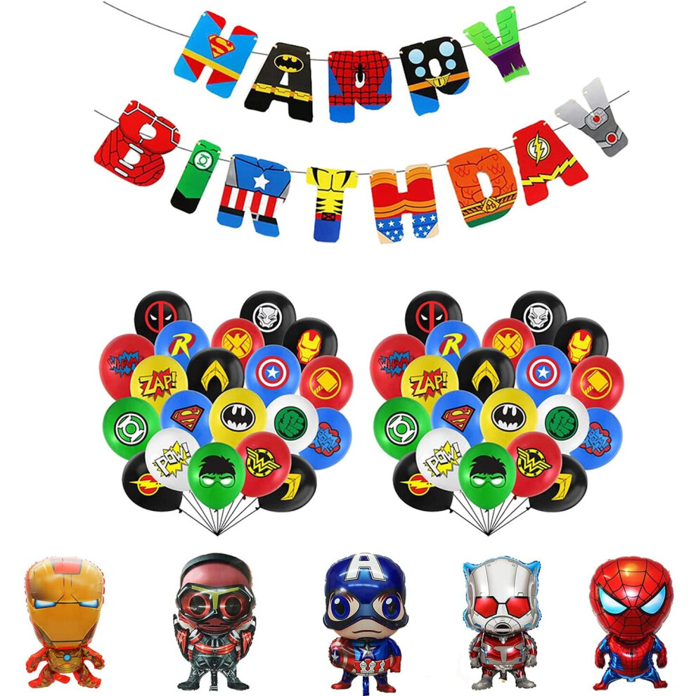 38pcs Superhero Party Decoration kit Superhero Balloons Avengers Balloons Super Hero Birthday Party for Boys Theme Party Favor