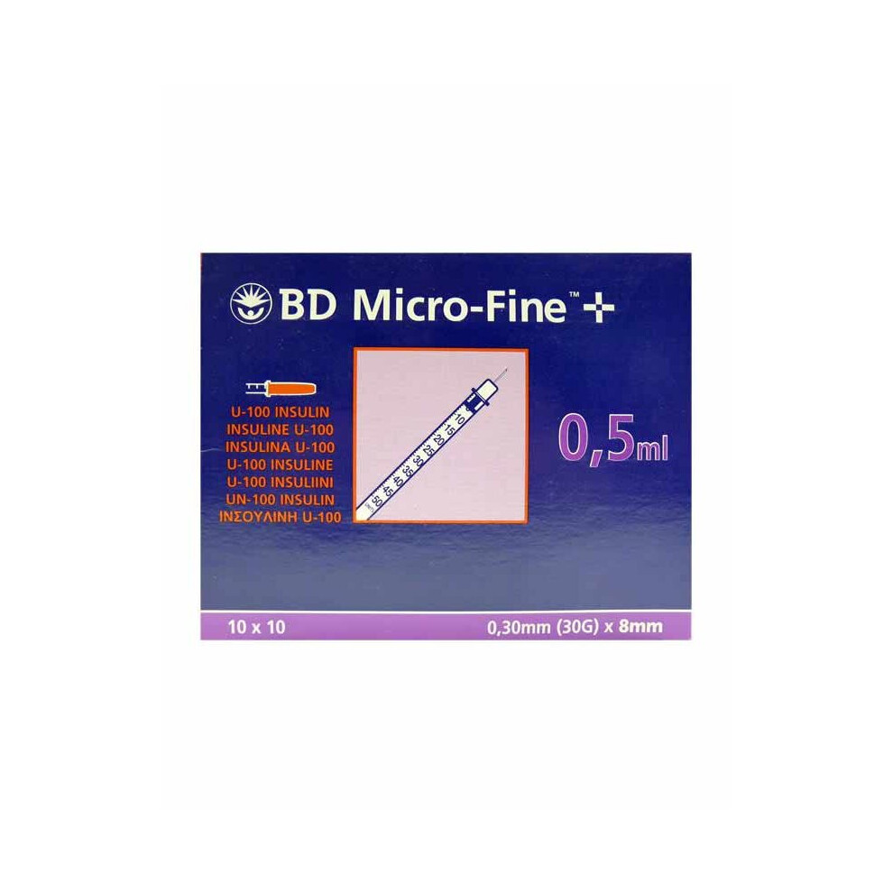 (Pack of 4) 3-4-5x BD Microfine Syringes 0.5ml 0.30mm (30g) x8mm PACK OF 100