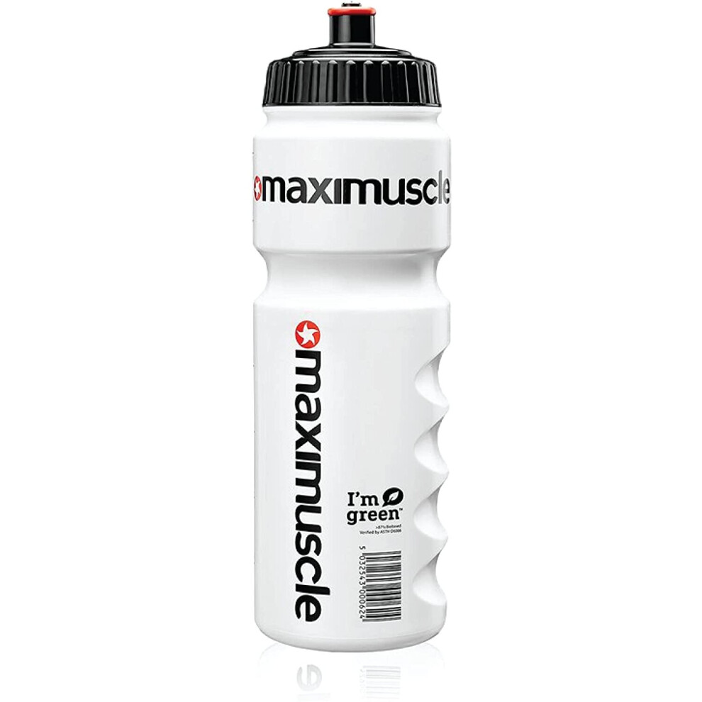 Maximuscle | Durable Bio-Based Sports Bottle for Working Out, Fitness, Hiking, Outdoor Sports| Pro-Athletes Reusable Water Bottle - White, 750ml-image-OPC-P8GGYRJ-NEW