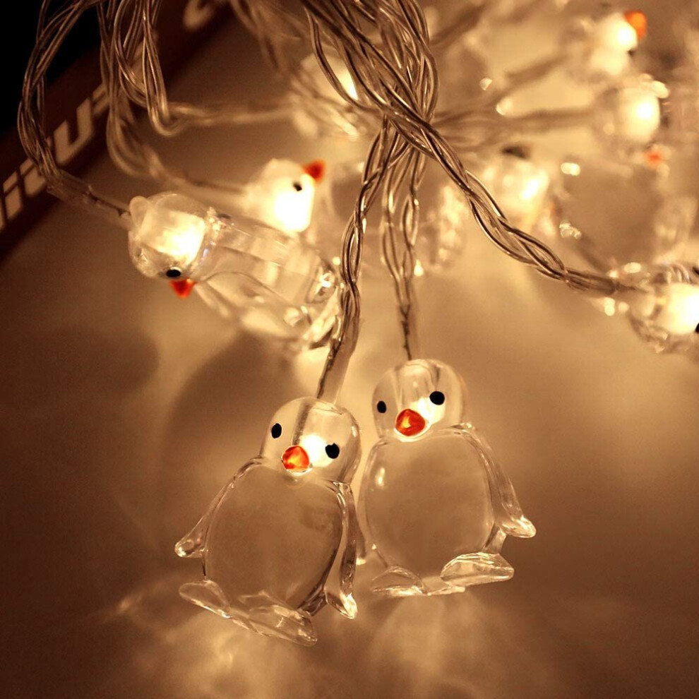 Led String Lights 10 LEDs Decorative Fairy Battery Powered String Lights, Penguin Animal Shape String Lights 10 LED 1.65M Atmosphere Decoration