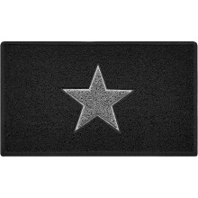 Nicoman STAR Door MatEntrance Barrier Dirt-Trapper Floor MatPatio Garden Conservatory DoormatIndoor Outdoor Matt (75x44cm,Black with Grey Sta