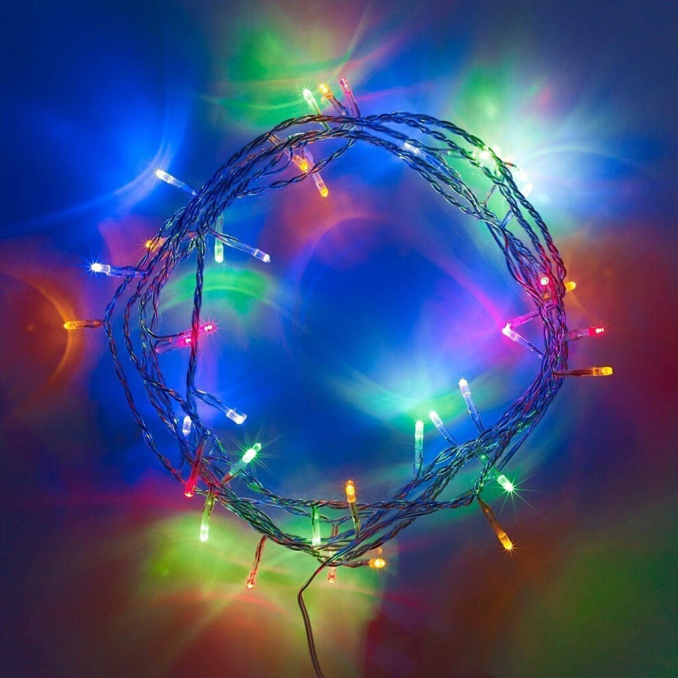 Shatchi 40 Multicolour Led Lights Clear Cable Battery Operated Fairy String Christmas Tree Wedding Party Birthday Garden Party Window Decorations