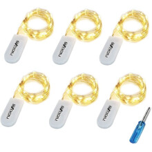 BXROIU Fairy Lights CR2032 Battery Operated,6 Pack 2 Meter 20LEDs Micro Silver Wire String Lights for Bedroom Christmas Party Wedding Decoration (Warm
