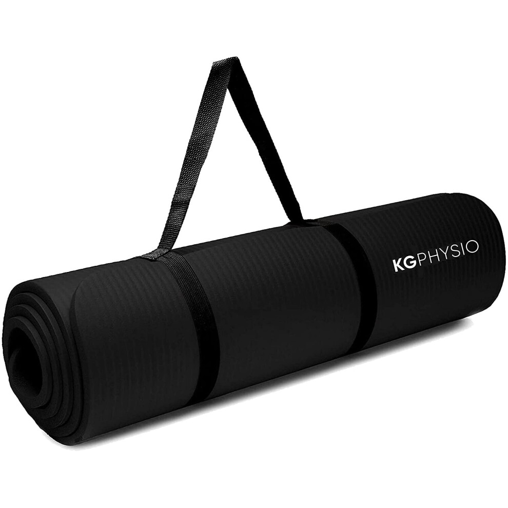 KG Physio Yoga Mat - Non Slip Yoga Mat with Yoga Mat Strap Included - 183 cm x 60 cm x 1cm Thick Exercise Mat Ideal for HiiT, Pilates, Yoga and Many O