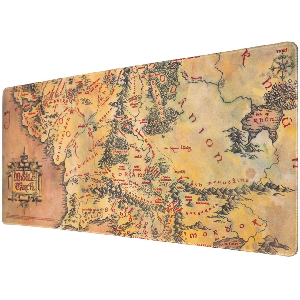 Official Lord Of The Rings Xxl Mouse Mat - Desk Pad - 31.5" X 13.78" Non-Slip Rubber Base Mouse Pad, Gaming Mouse Pad, Keyboard Mouse Mat Beige 8435497255152