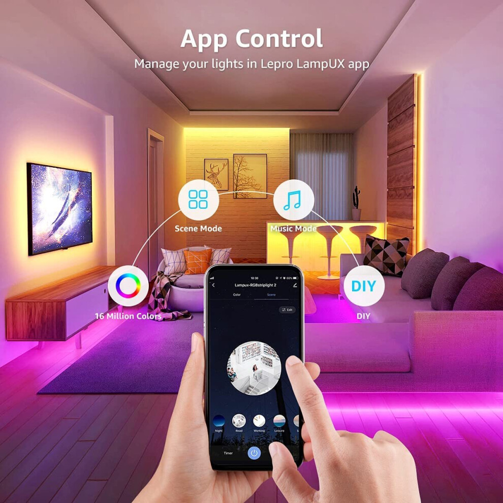 Lepro LED Strip Lights, 5m Smart WiFi LED Strips with Voice App