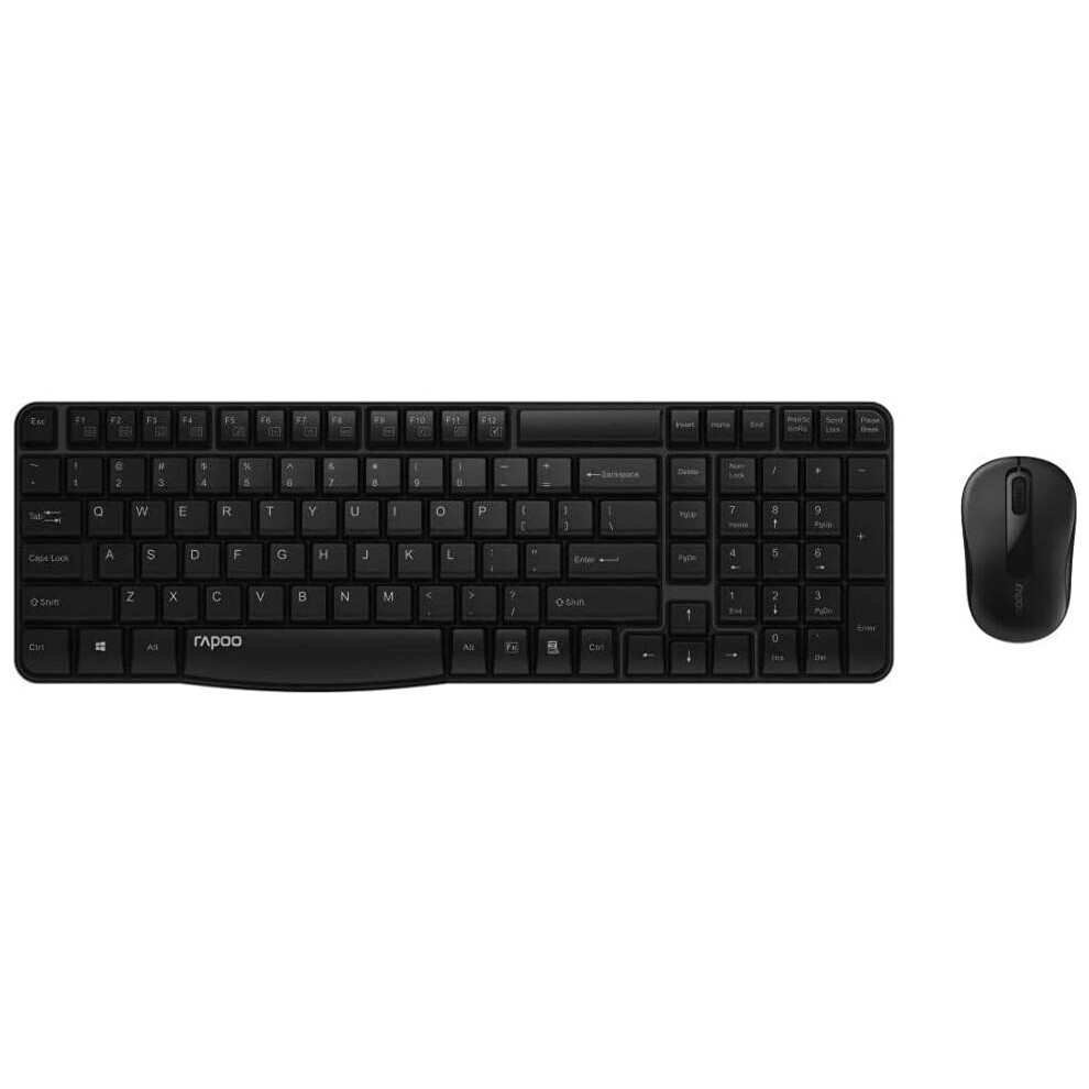 Rapoo X1800s Wireless Keyboard Mouse Set, 2.4 Ghz Wireless Via Usb, 1000 Dpi Optical Sensor, De Layout Qwertz, Black 6940056181770