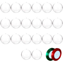 20pcs Blank Baubles Make Your Own Christmas Baubles 80mm Clear Transparent Ball Plastic Baubles to Fill 8cm Fillable Baubles Christmas Tree Ball Ornam
