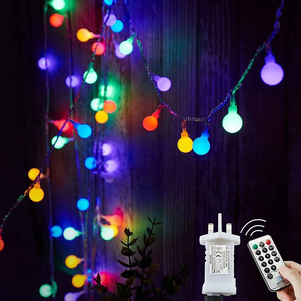 Fairy Lights Plug in 120 LEDs, 15M/49ft Globe String Lights, 8 Modes Garden Lights with Remote Timer Control, Christmas Lights Outdoor/Indoor for Bedr