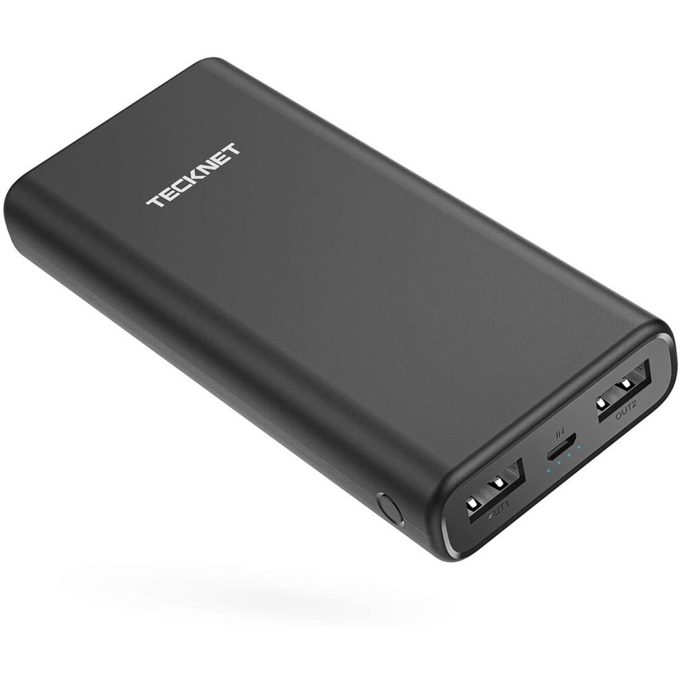 TECKNET Power Bank Charger 20000mAH PowerWave Portable Ultra High Capacity External Battery 3A 2 USB Ports Compatible With iPhone Samsung Android Mobi