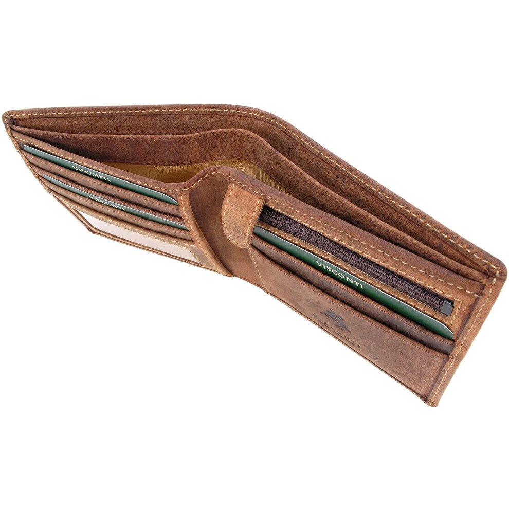 VISCONTI - Mens Wallet - Hunter Leather - Gift Boxed - 707 - Shield - Oil Tan-RFID