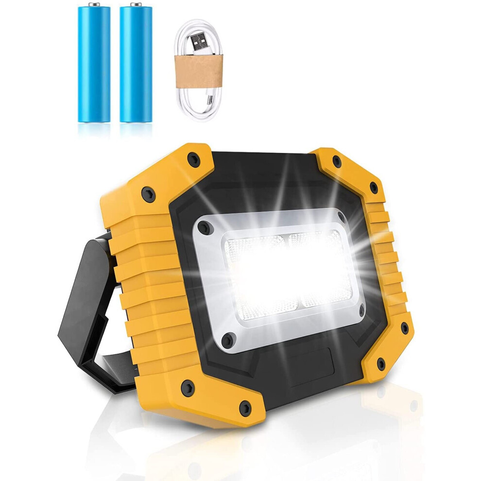 Trongle LED Rechargeable Work Lights, 45W Floodlight Battery Security Light with 3 Modes Outdoor COB Floodlight Camping Lights with USB Waterproof for