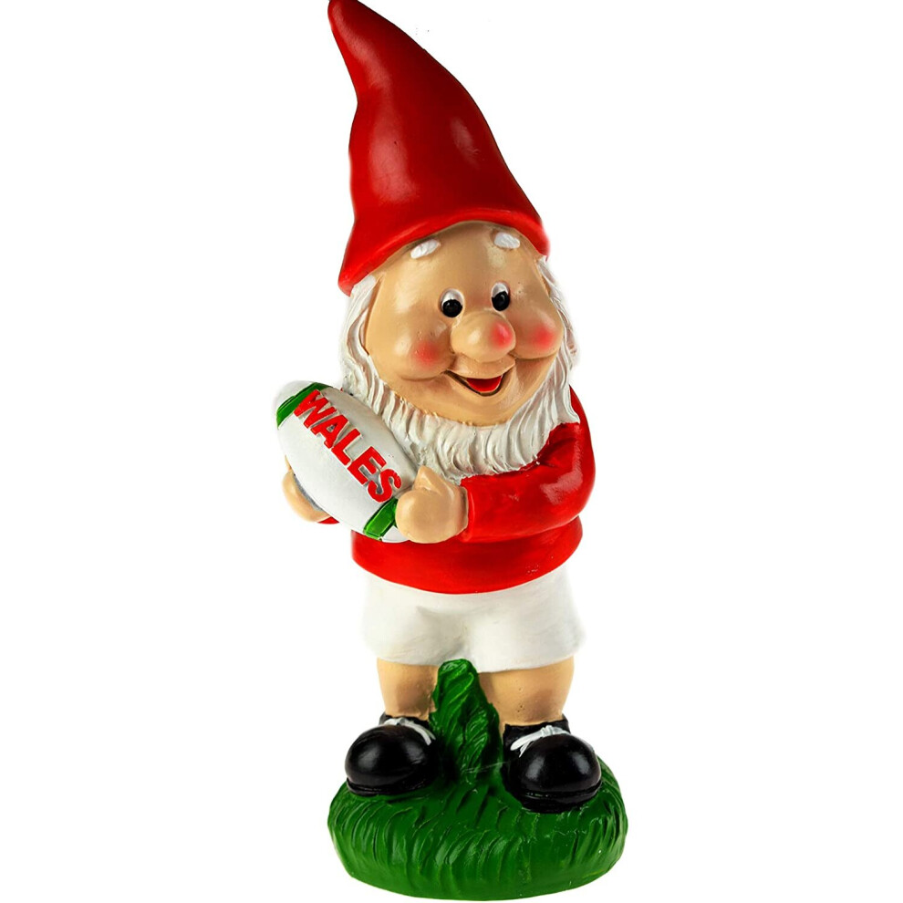 KandyToys Welsh 20cm Novelty Garden Gnome Ornaments Figurine - Wales Rugby Design