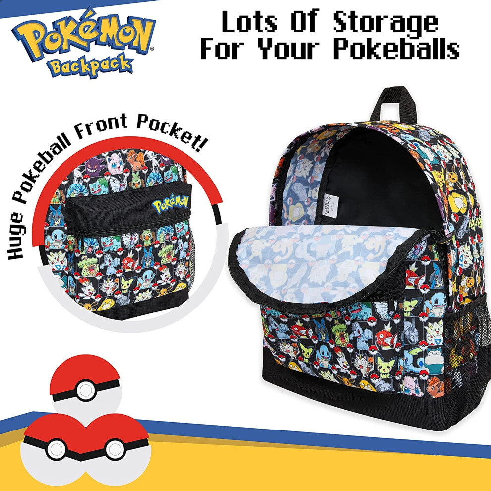 Pokemon School Bag Kids Backpack with Detective Pikachu and Pokemon Ball Large Rucksack with Reversible Sequin Design for School Travel Pokemon Gif on OnBuy