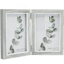 Afuly Grey Double Photo Frame 6x4 Folding 2 Multi Picture Collage Hinged for Desk Family Friend Gifts
