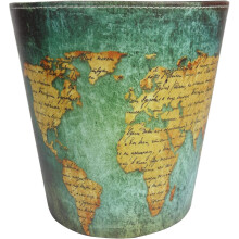Emartbuy Fabric PU Leather Paper Pin Dustbin Retro Vintage Cool Quirky Home Office - World Map