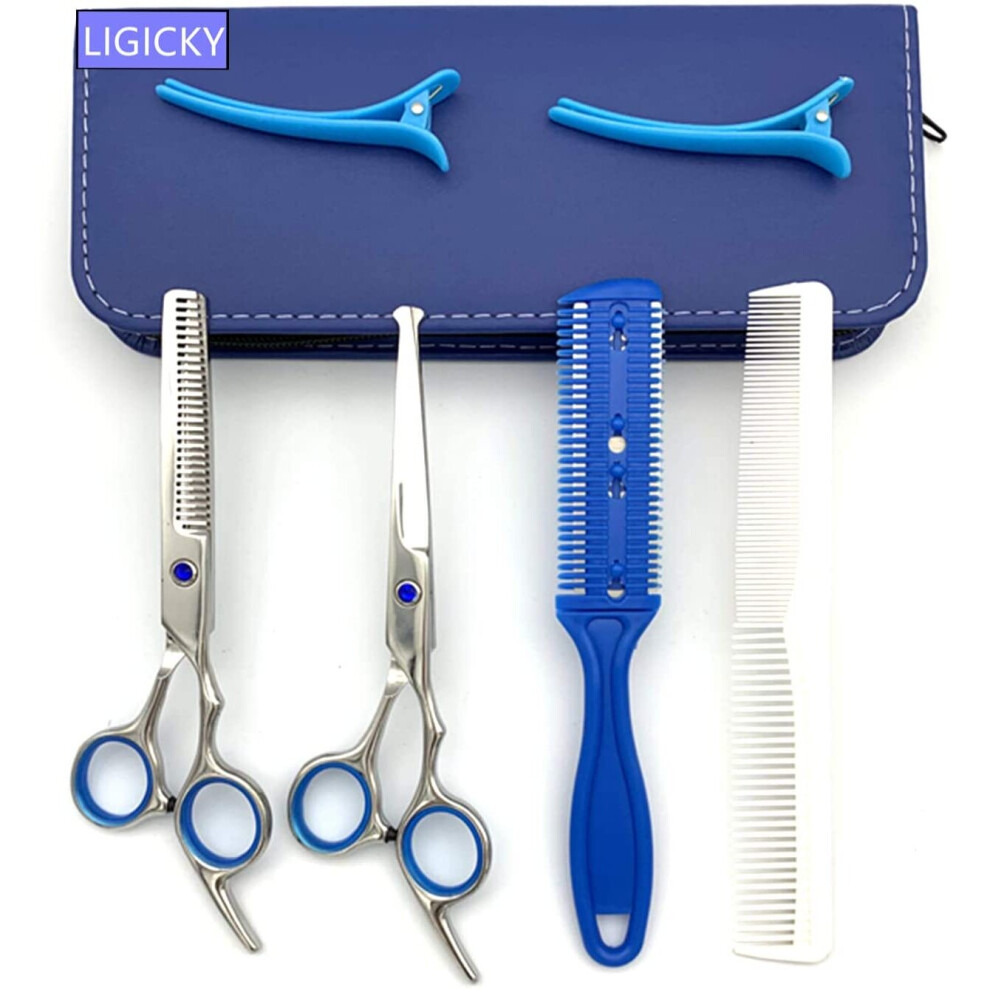 Ligicky Baby Hair Cutting Scissors Set Professional Safety Round Tip Stainless Steel Hair Thinning Shears Bang Hair Scissor For Kids/Salon/Home